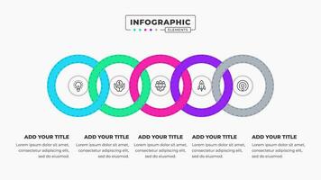 Créatif et moderne cercle affaires infographie éléments avec 5 pas ou les options vecteur