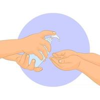 utiliser un gel hydroalcoolique pour laver les mains avec un désinfectant pour les mains vecteur