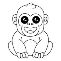 mignonne gorille dans dessin animé style. sauvage safari africain animaux pour enfants, contour les enfants clipart, coloration page vecteur illustration