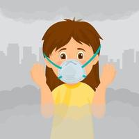 les enfants portent un masque facial pour protéger la poussière et la pollution de l'air vecteur