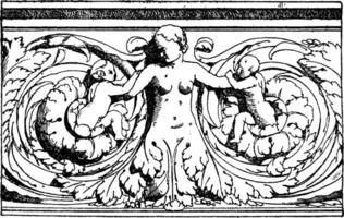 demi-figure le soulagement a été conçu pendant le italien Renaissance, ancien gravure. vecteur