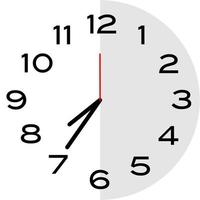 Icône d'horloge analogique de 25 minutes à 8 heures vecteur