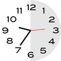 Icône d'horloge analogique de 25 minutes à 10 heures vecteur