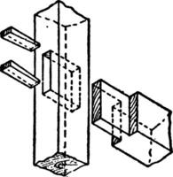 mortaise et tenon, ancien illustration. vecteur