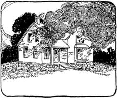 deux étage maison sur Feu ancien illustration. vecteur