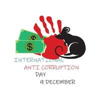 international anti la corruption journée. corruption est une criminel infraction. dire non à la corruption. élever votre voix contre injustice. continu ligne art vecteur