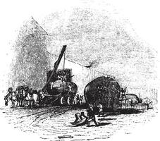 Chaudière manufacture, ancien gravure. vecteur