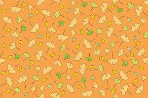 abstrait de ginkgo biloba feuilles avec fruit sur Orange Contexte. vecteur