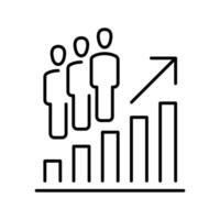 population croissance icône. Facile contour style. augmenter social développement, économique évolution, global démographie graphique concept. mince ligne symbole. vecteur illustration isolé.