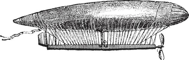 électrique ballon dirigeable, ancien gravure. vecteur