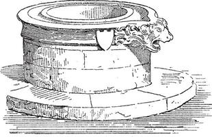 bien avec une sculpté bord, ancien gravure vecteur