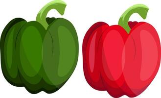 vert et rouge poivron vecteur illustration de des légumes sur blanc Contexte.