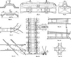 les chemins de fer, ancien gravure. vecteur