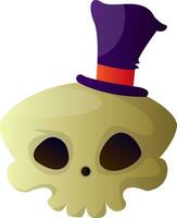 dessin animé crâne avec violet chapeau vecteur illustartion sur blanc Contexte