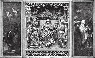 retable, ancien gravure. vecteur