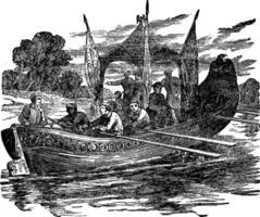 monroe barge, ancien illustration. vecteur