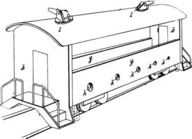 militaire chemin de fer voiture, ancien illustration. vecteur