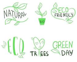ensemble d'icônes écologiques et organiques manuscrites illustration vectorielle vecteur