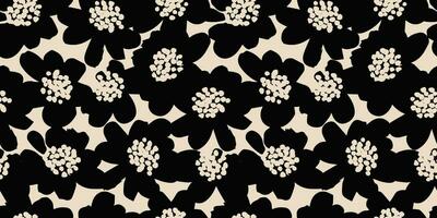 fleur sans couture Contexte. minimaliste abstrait floral modèle. moderne impression dans noir et blanc Contexte. idéal pour textile conception, fond d'écran, couvertures, cartes, invitations et affiches. vecteur