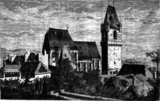 église de perchtholdsdorf, ancien illustration. vecteur