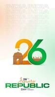 75e Indien république jour, 26 janvier fête social médias poste, la toile benner, statut vœux vecteur