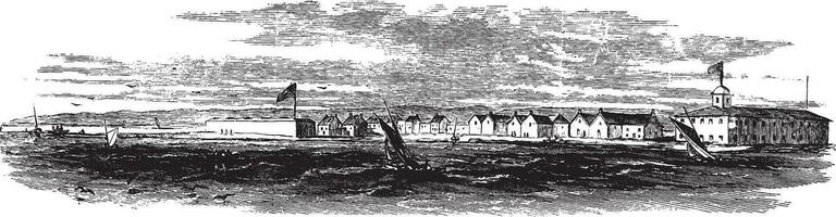 charleston port, ancien illustration. vecteur