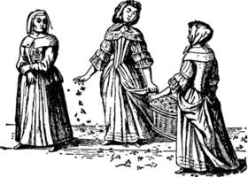 Dame et sa servantes, ancien illustration vecteur