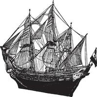 néerlandais homme guerre bateau, ancien illustration. vecteur