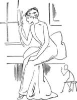 femme assise, ancien illustration vecteur