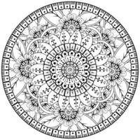 motif circulaire en forme de mandala avec fleur pour henné, mehndi, tatouage, décoration. vecteur