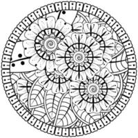 motif circulaire en forme de mandala avec fleur pour henné, mehndi, tatouage, décoration. vecteur