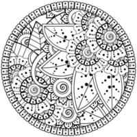 motif circulaire en forme de mandala avec fleur pour henné, mehndi, tatouage, décoration. vecteur