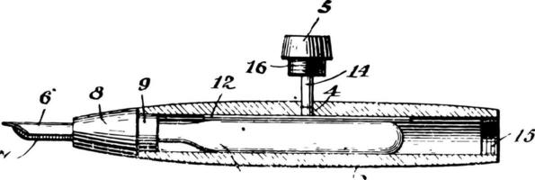 Fontaine stylo mettre en place ancien gravure. vecteur