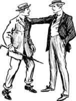 deux Hommes en parlant, ancien illustration vecteur