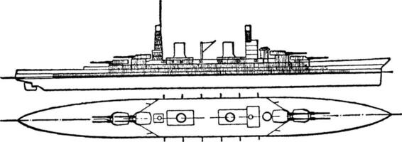 russe marine bataille navale, ancien illustration. vecteur