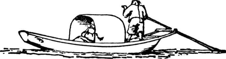 sampan, ancien illustration. vecteur