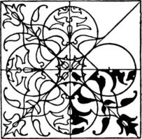 Renaissance carré panneau est une motif de fleurs, ancien gravure. vecteur