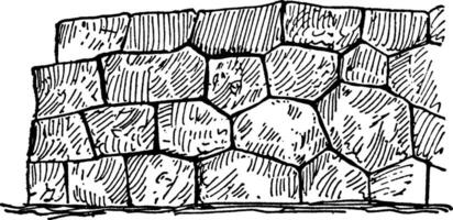 polygonal maçonnerie, une technique de pierre construction, ancien gravure. vecteur
