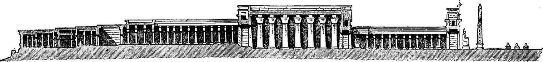 louxor temple, Amon, ancien gravure. vecteur