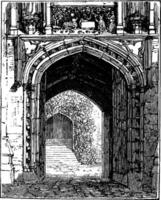 porte de Merton collège, porte, ancien gravure. vecteur