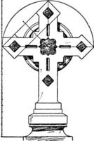clocher croix, bâtiment, ancien gravure. vecteur