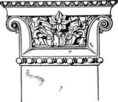grec-ionique pilastre capital, influence, ancien gravure. vecteur