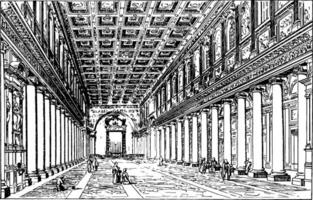 Père Noël maria majeur, dans Rome construit prochainement, ancien gravure. vecteur