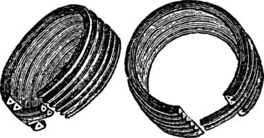 d'or des boucles d'oreilles sont un illustration de une paire de égyptien, ancien gravure. vecteur