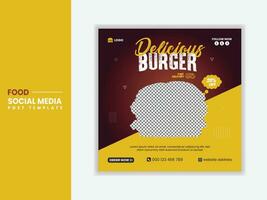 savoureux et chaud épicé Burger social médias Publier conception gratuit vecteur