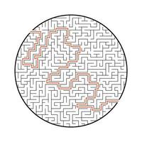 labyrinthe rond abstrait. jeu pour les enfants. casse-tête pour les enfants. une entrée, une sortie. énigme du labyrinthe. illustration vectorielle plane isolée sur fond blanc. avec réponse. vecteur