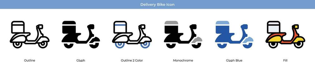 livraison bicyclette ensemble avec 6 style vecteur