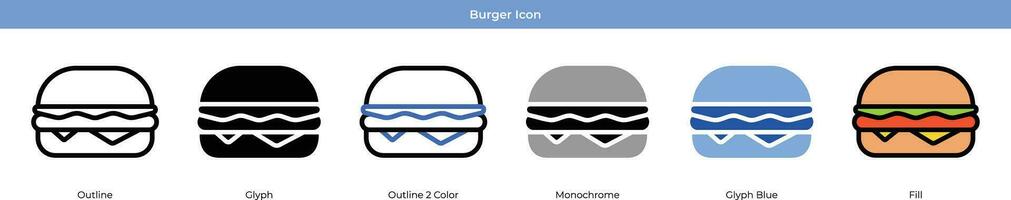 Burger ensemble avec 6 style vecteur