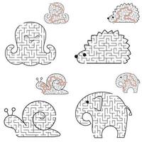 un ensemble de labyrinthes. jeu pour les enfants. casse-tête pour les enfants. énigme du labyrinthe. illustration vectorielle plane. vecteur