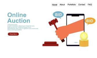 page de destination de conception de concept d'offre et d'enchères vecteur